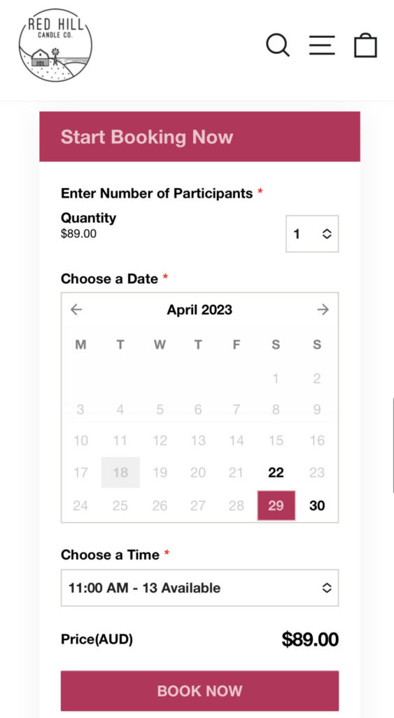 キャンドル作りワークショップ。申し込み方法