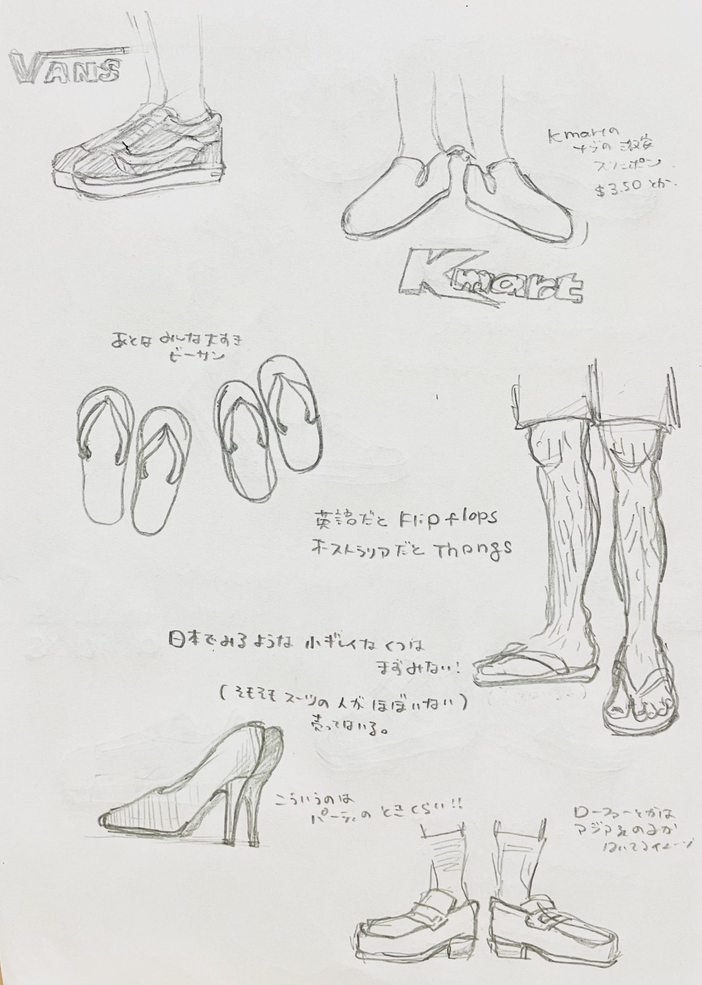 オージーの足元スケッチ。