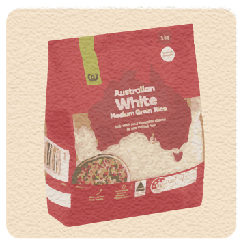 オーストラリアのお米・Australian White Medium Grain Riceのパッケージ。
